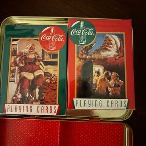 Old fashioned Santa Nostalgia Coca-Cola  Playing Cards in Red Tin (2) set